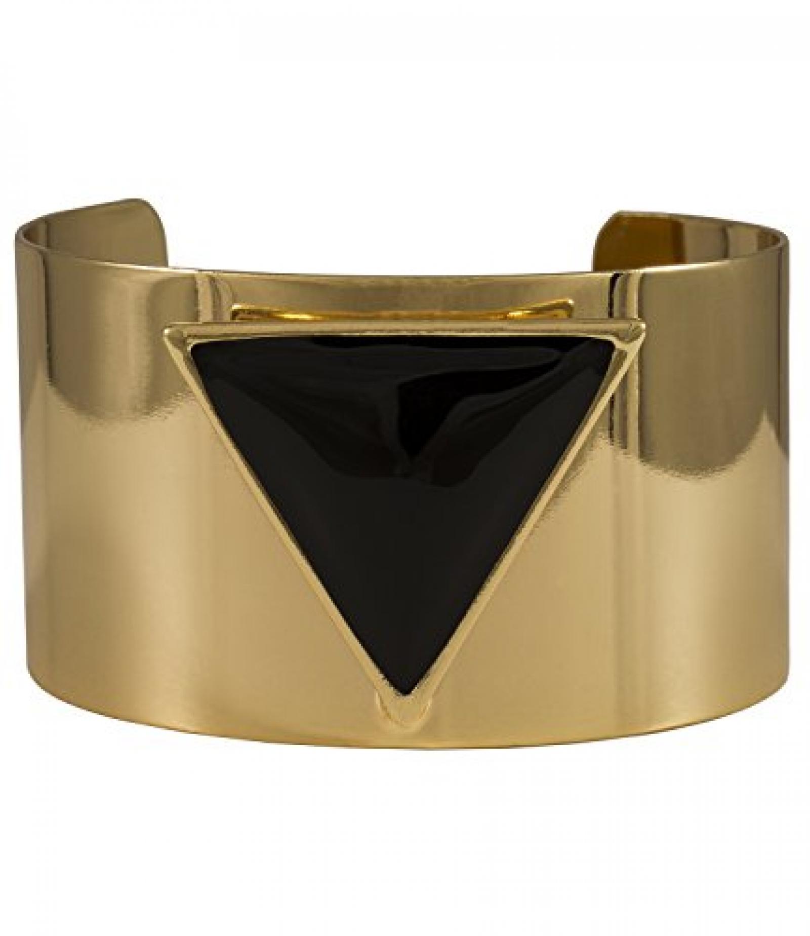 SIX "Jazz" breiter, goldener Armreif mit schwarzem Dreieck (382-385) 